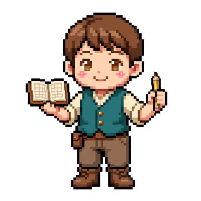 The Mayor of Calculator Village, a friendly pixel-art accountant waving